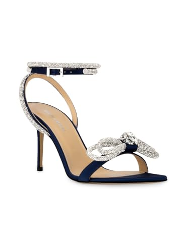 Mach & Mach, Double Bow 110MM Sandals, 39.5 (9.5), Navy Blue