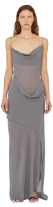 Christopher Esber, Cowl Hip Slip Dress, 2-4, Shadow Grey