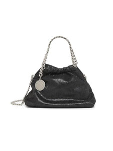 Stella McCartney, Mini Eco Shaggy Deer Drawstring Top Handle Bag, Black