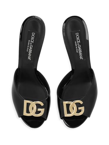 Dolce&Gabbana, 90MM Leather Logo Mules, 36 (6), Black