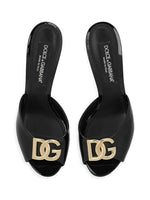 Load image into Gallery viewer, Dolce&amp;Gabbana, 90MM Leather Logo Mules, 36 (6), Black
