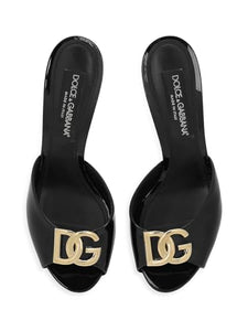 Dolce&Gabbana, 90MM Leather Logo Mules, 36 (6), Black