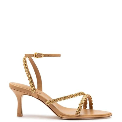 Larroudé, Milanina Mini Sandal In Tan Leather, 9, Tan