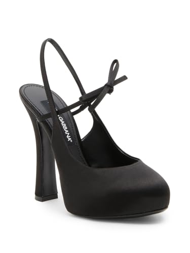 Dolce&Gabbana, 125MM Satin Slingback Platform Pumps, 37.5 (7.5), Nero