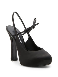 Dolce&Gabbana, 125MM Satin Slingback Platform Pumps, 37.5 (7.5), Nero