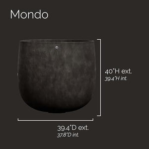 COSAPOTS Mondo Large Planter – Brown Stone Finish – Fiberglass Indoor/Outdoor and Weather-Resistant Round Planter (39.4" D x 39.4" H Exterior, 37.8" D x 39.4" H Interior)