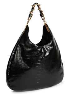 Balmain, 1945 Soft Cabas Embossed Leather Hobo Bag, Noir