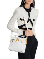 Load image into Gallery viewer, Balmain, B Buzz 23 Grained Leather Top Handle Bag, Blanc
