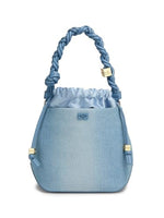 Load image into Gallery viewer, Ganni, Bou Charm-Embellished Denim Bucket Bag, Faded Denim
