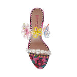 Load image into Gallery viewer, Betsey Johnson Women&#39;s Goldiee Heeled Sandal, Berry Multi, 7.5
