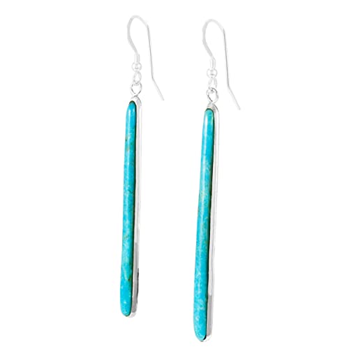 Turquoise Earrings 925 Sterling Silver & Genuine Gemstones (Choose Color) (Turquoise)