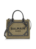 Load image into Gallery viewer, Balmain, B-Army Canvas Logo Shopper Tote Bag, Khaki Noir
