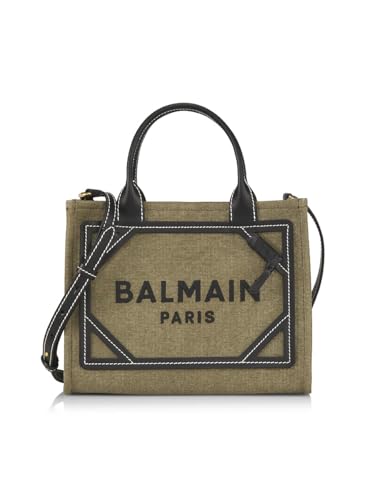 Balmain, B-Army Canvas Logo Shopper Tote Bag, Khaki Noir