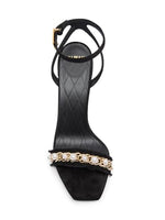 Load image into Gallery viewer, Balmain, 95MM Embellished Suede Sandals, 7, Noir
