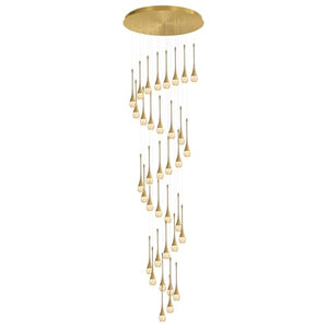 ykolupty H150 Spiral Chandelier Lighting Modern Gold Chandelier Light Fixture for Foyer Hallway Crystal Chandeliers for High Ceilings Suitable for Sloping Ceiling 2700-6000k Dimmable