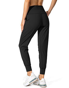 G Gradual Women's Joggers High Waisted Yoga Pants with Pockets Loose Leggings for Women Workout, Athletic, Lounge (Black, Small)