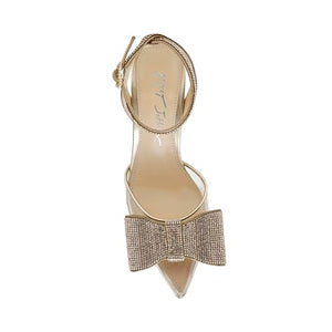 Betsey Johnson Women's Hart Heeled Sandal, Light Gold, 9