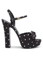 Load image into Gallery viewer, Dolce&amp;Gabbana, Kira 135MM Polka Dot Platform Sandals, 38.5 (8.5), Nero
