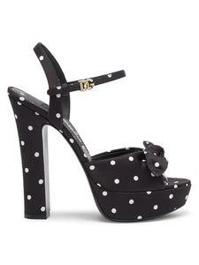 Dolce&Gabbana, Kira 135MM Polka Dot Platform Sandals, 38.5 (8.5), Nero