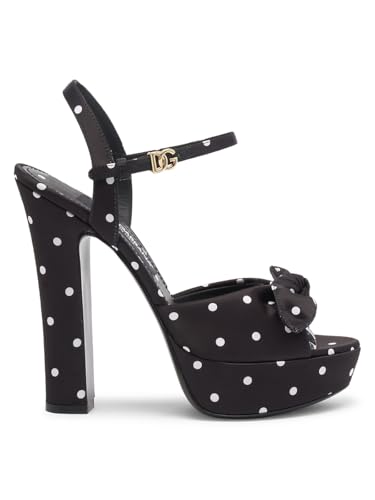 Dolce&Gabbana, Kira 135MM Polka Dot Platform Sandals, 38.5 (8.5), Nero