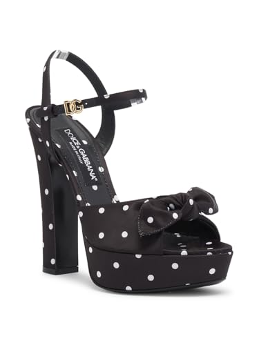 Dolce&Gabbana, Kira 135MM Polka Dot Platform Sandals, 38.5 (8.5), Nero