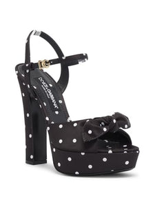 Dolce&Gabbana, Kira 135MM Polka Dot Platform Sandals, 38.5 (8.5), Nero