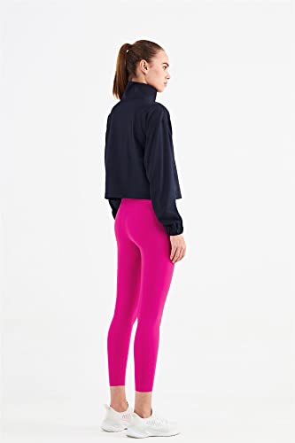 altiland Half Zip Pullover Cropped Jackets for Women Long Sleeve Workout Athletic Running Yoga Shirts (M, Black)
