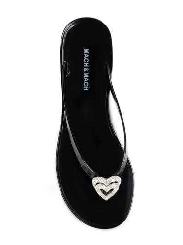 Mach & Mach, Double Heart Flip-Flops, 41 (11), Black