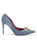Load image into Gallery viewer, Dolce&amp;Gabbana, Denim 90MM Jewel-Embellished Pumps, 39 (9), Denim
