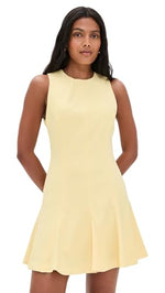 Load image into Gallery viewer, alice + olivia Women&#39;s Isabelle Seamed Flare Mini Dress, Butter, Yellow, 8
