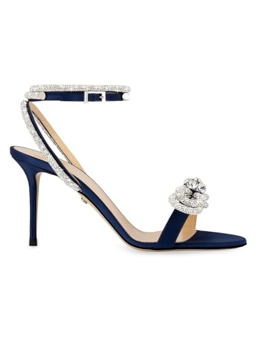 Mach & Mach, Double Bow 110MM Sandals, 39.5 (9.5), Navy Blue