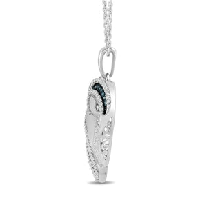 Amazon Essentials Sterling Silver Blue and White Diamond Heart Pendant Necklace (1/2 cttw), 18" (previously Amazon Collection)