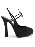 Load image into Gallery viewer, Dolce&amp;Gabbana, 125MM Satin Slingback Platform Pumps, 37.5 (7.5), Nero

