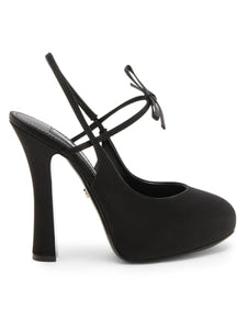 Dolce&Gabbana, 125MM Satin Slingback Platform Pumps, 37.5 (7.5), Nero