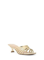 Load image into Gallery viewer, Michael Kors Women's Haisley Kitten Heel Sandal, Pale Gold, 9
