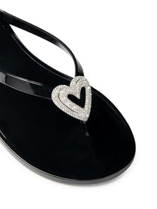 Mach & Mach, Double Heart Flip-Flops, 41 (11), Black