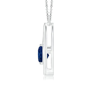 Angara Natural 0.85 Ct Blue Sapphire and 0.09 Ct Diamond Heart Pendant Necklace for Women in 14K White Gold (Grade-AA | Size-6mm) | September Birthstone, Birthday, Anniversary Jewelry Gift For Women