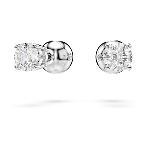 Swarovski Idllyia Necklace and Earring Set, Clear Heart-Shaped Crystal Pendant and Round Crystal Studs in a Rhodium-Finished Setting, Part of The Idyllia Collection