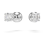 Load image into Gallery viewer, Swarovski Idllyia Necklace and Earring Set, Clear Heart-Shaped Crystal Pendant and Round Crystal Studs in a Rhodium-Finished Setting, Part of The Idyllia Collection

