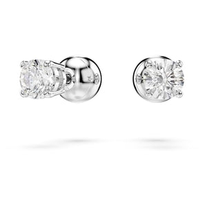 Swarovski Idllyia Necklace and Earring Set, Clear Heart-Shaped Crystal Pendant and Round Crystal Studs in a Rhodium-Finished Setting, Part of The Idyllia Collection