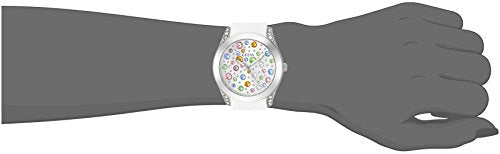 GUESS Silver-Tone + White Stain Resistant Silicone Multi-Colored Crystal Watch. Color: White (Model: U1059L1)
