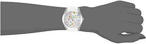 GUESS Silver-Tone + White Stain Resistant Silicone Multi-Colored Crystal Watch. Color: White (Model: U1059L1)