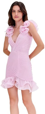Load image into Gallery viewer, PATBO, Silk Plisse Flutter Mini Dress, 6, Pink
