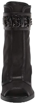 Load image into Gallery viewer, Karl Lagerfeld Paris Women&#39;s Blayze Peep Toe Heeled Fashion Bootie with Stud Embellishments Ankle Boot, Black, 8.5
