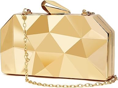 WIOLETA Geometric Evening Clutch - Metallic Gold Bags for Wedding, Party & Formal Evening