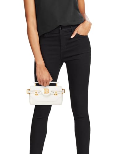 Balmain, B-Buzz Grained Leather Top Handle Bag, Blanc