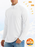 Load image into Gallery viewer, Men&#39;s Sun Protective Quarter Zip Shirt Men&#39;s Fishing Shirts Athletic Shirts Rash Guard Shirts White
