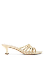 Load image into Gallery viewer, Michael Kors Women's Haisley Kitten Heel Sandal, Pale Gold, 9
