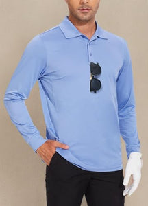 JWM Men's Long Sleeve Golf Polo Shirts - Athletic Casual Travel Performance Collar Shirts Lightweight Quick Dry UPF50