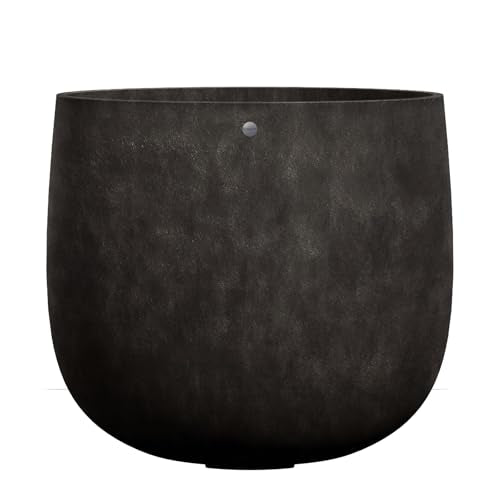 COSAPOTS Mondo Large Planter – Brown Stone Finish – Fiberglass Indoor/Outdoor and Weather-Resistant Round Planter (39.4" D x 39.4" H Exterior, 37.8" D x 39.4" H Interior)
